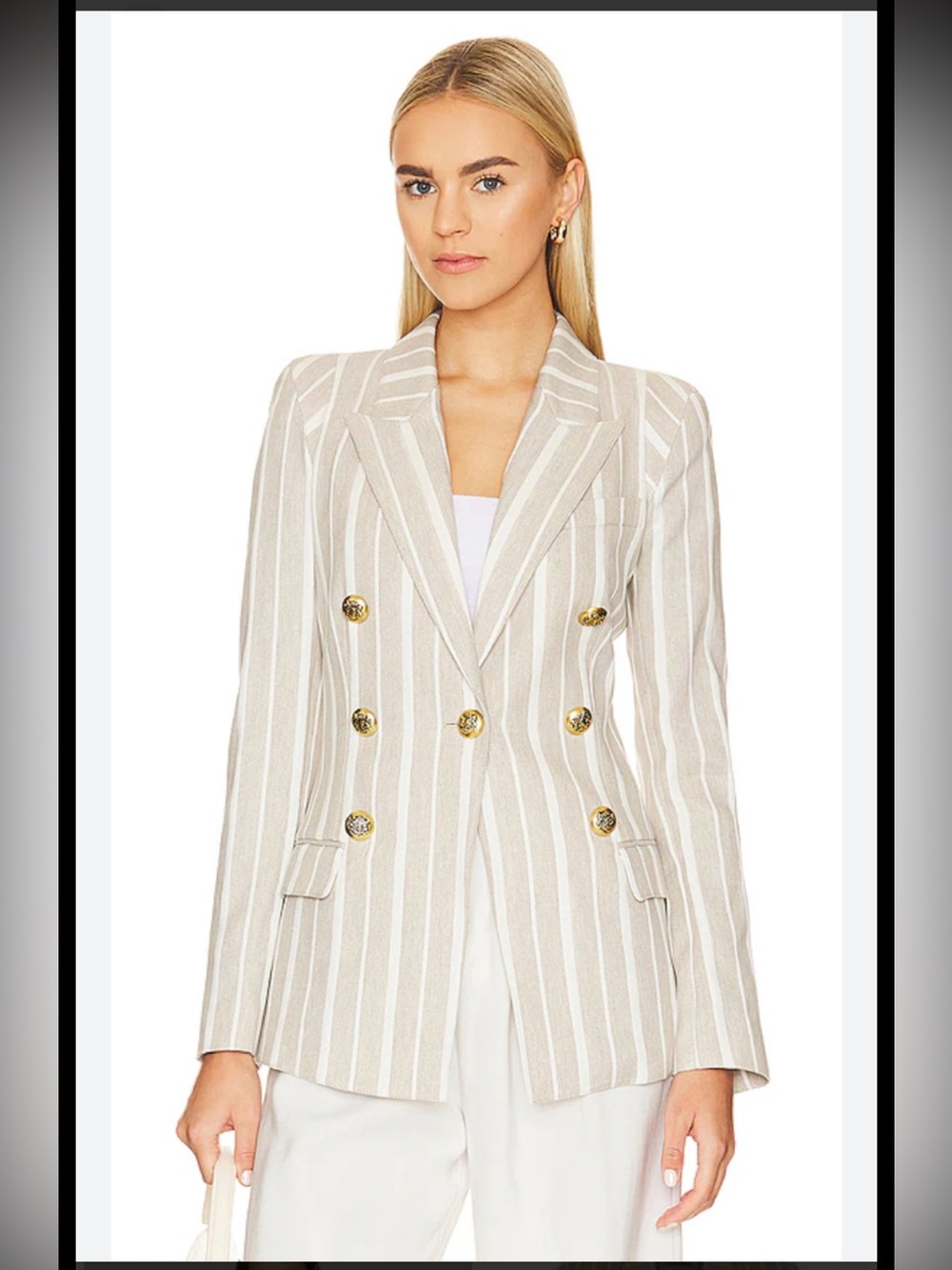 SMYTHE Not A Double-Breasted Pagoda Blazer In Stripe Print Size 6
